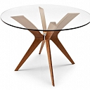 TOKYO drewniany stół, blat szklany, średnica 110cm